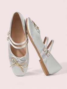 CUCCOO DOLLMOD Damen Schleife Dekor Mode Schnallen Design Flache Loafer