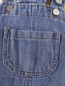 SHEIN Vintaside Kids 2 件套女婴经典黑色短袖图案 T 恤和牛仔背带裤套装，面料柔软舒适，适合日常穿着、度假、郊游、上学、聚会、春夏季 - 彩色 - 查看 7