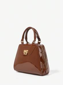 BizChic 闪亮容量女士手提包，时尚通勤手提包，适合日常佩戴 - 棕色 - 查看 2