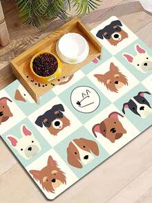 SHEIN 1 Pc Pet Feeding Mat, Absorbent Cat Food DogFood Mat, Cat Dog Mat, Quick Dry Non-Slip, EasyCleaning Cat Dog Water Dispenser Mat, PetSupplies, Cat Dog Water Bowl Mat - Multicolor - View 4