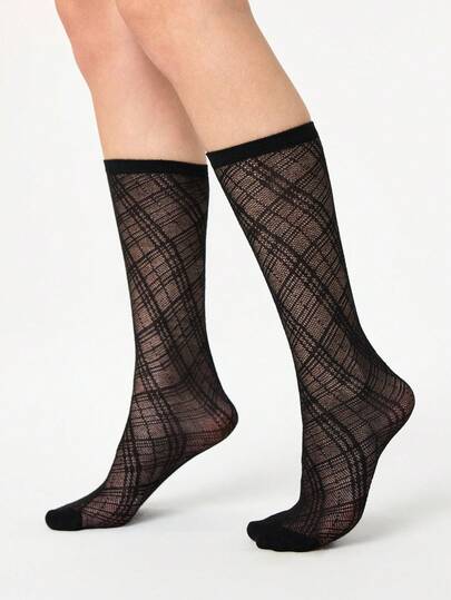 ROMWE Grunge Punk Women's Fashion Versatile Solid Color Knee-High Socks