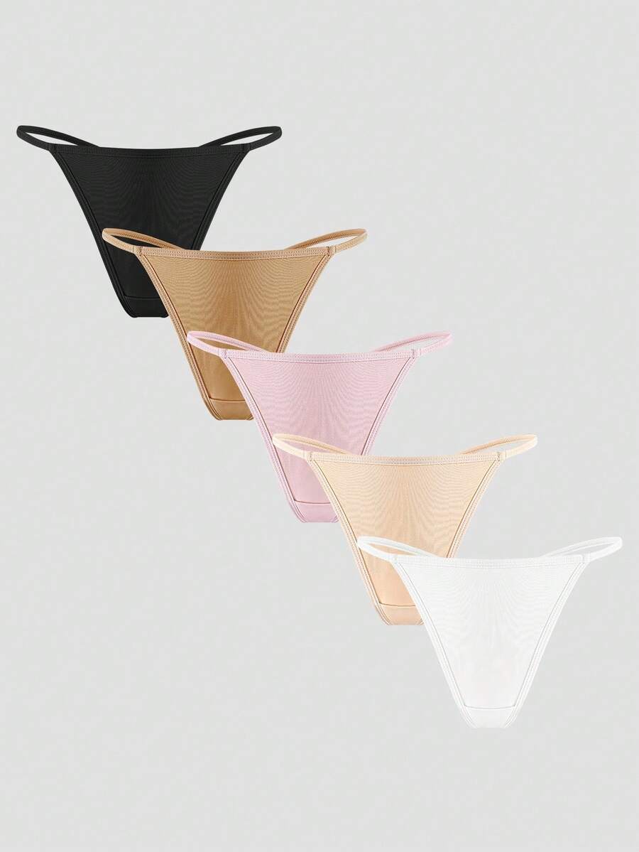 Ocili 5pcs/Pack Women's Comfortable Minimalist Low-Rise Thong Panties - Multicolor - View 1