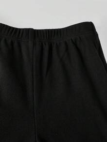 SHEIN Casuvi 儿童女童两件套：卡通印花连帽卫衣 + 喇叭抓绒裤，休闲、复古、时尚，适合日常穿着和运动，秋冬 - 白色 - 查看 5