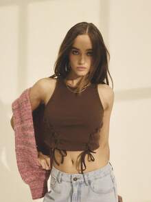 Aralina 女士秋冬休闲波西米亚风系带背心，非常适合外出、乡村音乐会和万圣节等场合。 - 咖啡棕 - 查看 11