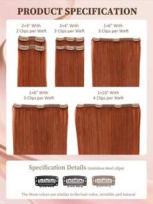 7片装，含20个夹子，直发夹式接发，100%真人发，33号姜黄色，14-22英寸，115克，双层缝制，隐形夹式接发，Remy天然真人发，适合女性和女孩日常使用。