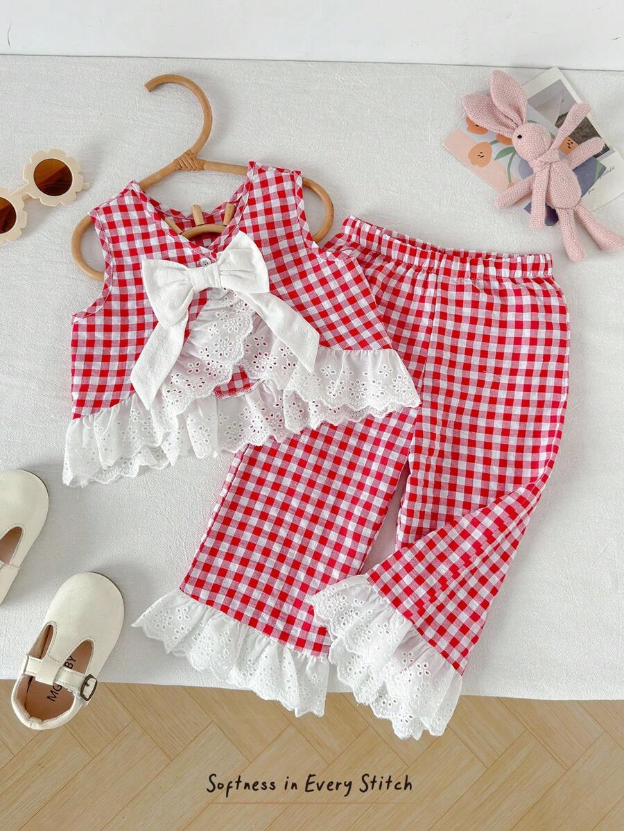 Cozy Pixies Bộ 2 áo cardigan cổ tròn không tay họa tiết hoa phối màu cho bé gái và quần cạp chun - Nhiều màu - Xem 1