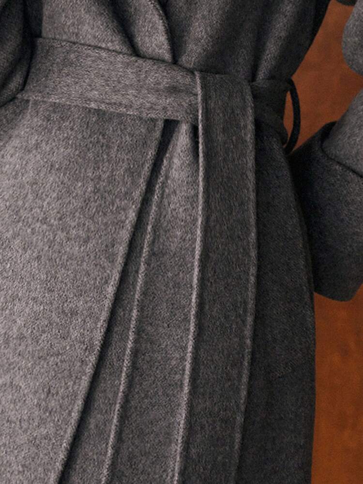 WOOL OVERSIZED LAPEL DOUBLE-FACED CINCHED WAIST COAT, AUTUMN/WINTER