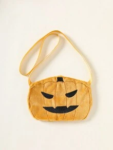 SHEIN Perso Play Vestido de manga larga con estampado de calabaza y bolso de calabaza para niña, adecuado para otoño/invierno, uso diario - Multicolor - Ver 7