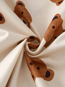 2pcs Toddler Boys Cute Casual Cartoon Bear Print Zip-Up Long Sleeve Top And Pants Homewear Set, Light Apricot Fall Winter - Multicolor - View 4