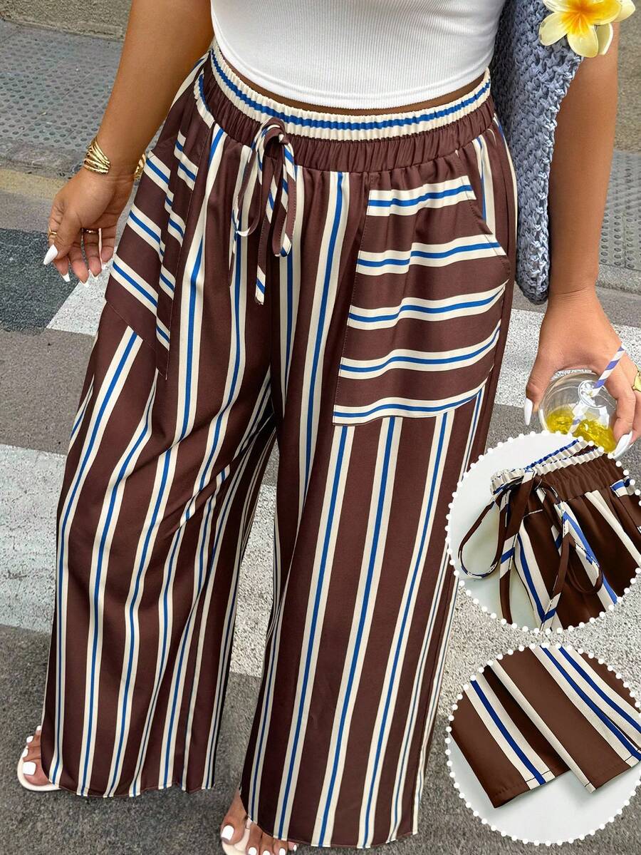 Flirla 女款条纹印花裤，随机印花 - 彩色 - 查看 1