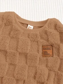 Cozy Pixies Conjunto de 2 peças para bebê menino com estampa de ursinho fofo, moletom dupla face com gola redonda e ombros caídos, nas cores marrom e mocha. Ideal para o outono e inverno. Perfeito para recém-nascidos. - Caqui - Ver 11