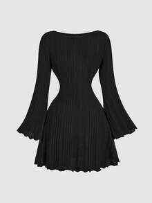 SHEIN MOD Women Ivory Bell Sleeve Mini Dress,Holiday Dress,Black Women Dresses, Dress, New Year Dress,Winter Dress,Going Out,New Years Dress,Fall