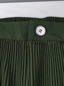 Franclia Quần short xếp ly trơn màu thường ngày cỡ lớn mùa hè - Màu xanh Ô liu - Xem 5