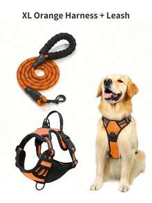 Hundsele, justerbar mjuk vadderad väst, reflekterande oxfordväst med kvävningsskydd, handtag och bilbältesögla (valfritt) – Inkluderar gratis kraftigt koppel på 1,5 meter