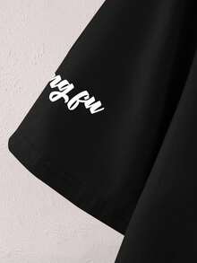 Manfinity Homme Men Cartoon & Letter Graphic Tee - Black - View 4