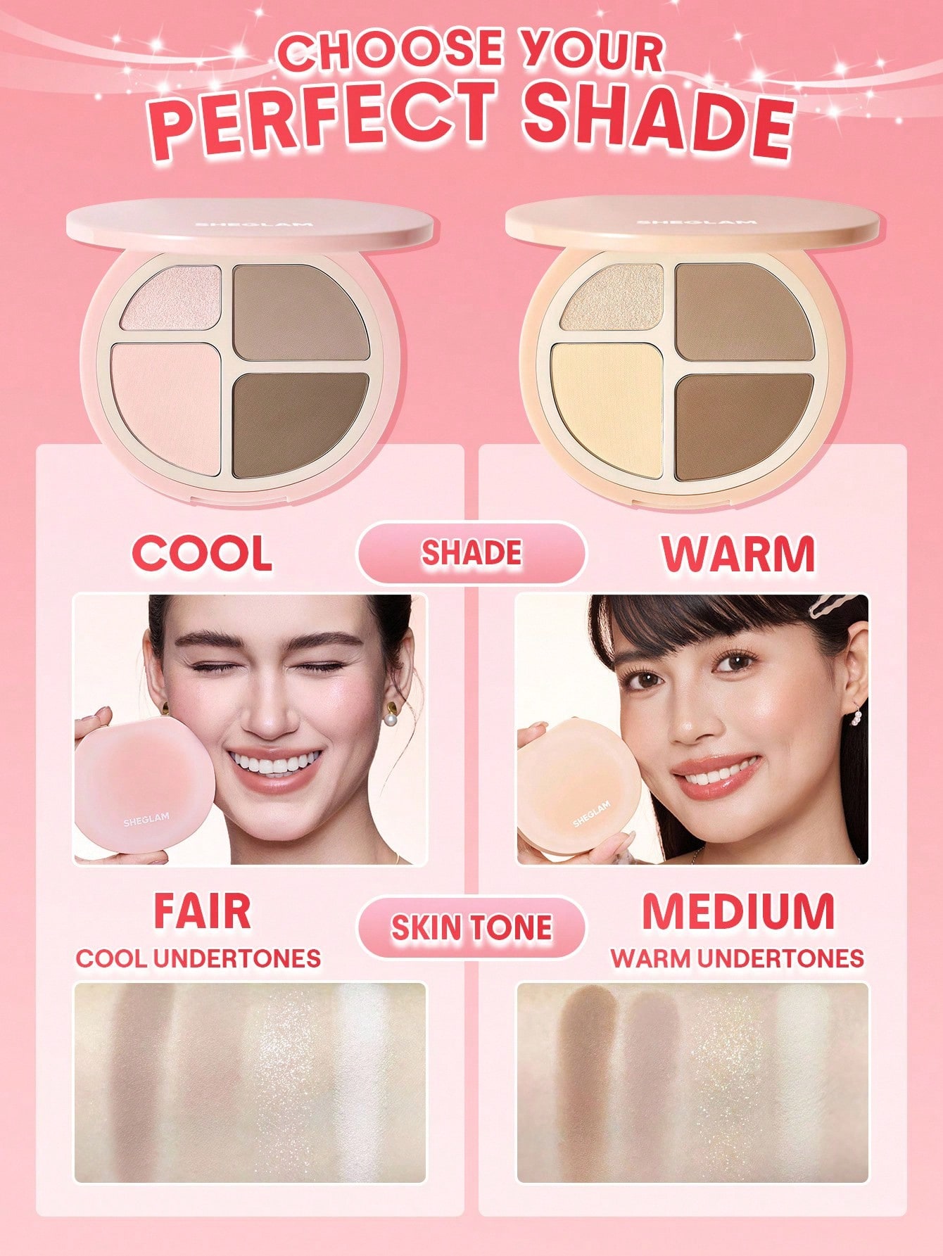 SHEGLAM Hypersculpt باليت إبراز وتحديد-Cool, لوحة متعددة الاستخدامات مطفية للإضاءة والهايلايتر والبلاش والكونتور وظلال العيون