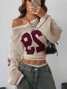 Coolane Women's & Men's Couple Same Style Knit Striped & Number Printed Oversized Jersey Cover Up Sweater,New Year Eve /Valentine's Day In Fall/Winter