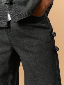 Musero 长款宽松水洗牛仔短裤，仅纽扣固定，腰带环细节设计，春夏季度假休闲