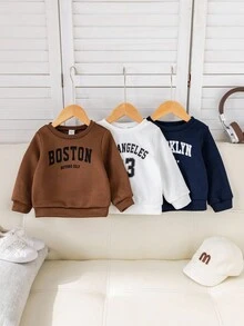 SHEIN 3件套男女宝宝休闲可爱运动街头风百搭趣味卡通图案舒适套头卫衣，黑色、白色、卡其色可选，适合春、秋、冬三季穿着。 - 彩色 - 查看 5