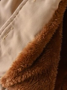 SHEIN Vintaside Kids 女婴卡其色长袖连帽保暖外套，时尚百搭，适合秋冬季节穿着，是女婴冬季的理想之选。