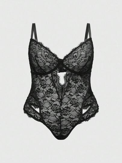 Plus Size Gothic Lace Underwire Bodysuit