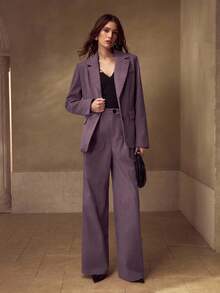 MOTF PREMIUM BLAZER CASUAL ELEGANTE DE PANA MORADO PARA MUJER