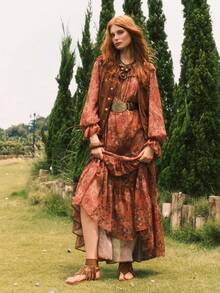 Styleloop Women's Flat Sandals, Boho Style, Retro American, Bohemian, Western, Music Festival, Party, Beach, Vacation - Brown - View 4