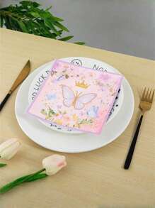 20pcs/Set 13*13 Inches 2 Layers Paper Disposable Napkin, Cute Butterfly & Flower Pattern Paper Dinner Napkin For Party Valentine's Day, Valentines Wedding, Birthday, Valentines Wedding,Mother's Day,Easter,Graduation Decorations,Bachelorette,Wedding Items,Party Supplies,Bachelorette Party,Baby Shower Party Decorations,Ramadan Decor,Bridal Shower,St Patrick Day,Halloween Decor, Back To School,Fall Decor,Christmas Decorations - Pink - View 5
