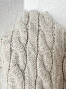 SHEIN Unity Embroidered Detail Round Neck Cable Ruffle Hem Versatile Knit Dress Fall Winter Cloth For Women - Grey - View 8