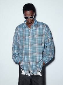 MODCRASH 男士柔软舒适休闲格子长袖衬衫，春秋季，纽扣衬衫，春夏街头风 - 彩色 - 查看 5