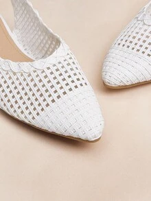 Rosivie 女士尖头镂空设计休闲平底鞋 - 白色 - 查看 10