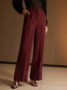 MOTF PREMIUM 花卉刺绣压褶西装裤 - 鏽棕色 - 查看 4