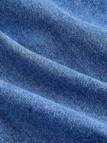 SHEIN MOD Women's Lapel NeckDouble-Breasted Casual Denim Jacket - Blue - View 4