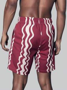 Surfspeed Men's Starfish Print Drawstring Waist Pocket Beach Shorts Men Matching Swim Trunks Swim Trunks For Men Beachwear For Men Men Swim Trunks Shorts Men Swim Trunks Plus Starfish Men Swim Trunks, Hawaiian Men's Turtle & Starfish Printed Relaxed Beach Shorts Swim Trunks For Men Men Swim Shorts For Men Board Shorts Men Swim Trunks Matching Triangle Lining Blue Men Swim Trunks,Hawaiian - Burgundy - View 2