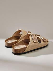 Solecia 可调节绑带设计女式休闲平底凉鞋 - 棕色 - 查看 4