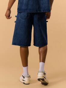 Musero Longline Baggy Style Washed Denim Shorts Only Button Fastening Belt Loop Detailing Spring Summer Vacation Holiday