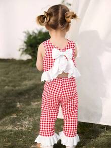 Cozy Pixies Bộ 2 áo cardigan cổ tròn không tay họa tiết hoa phối màu cho bé gái và quần cạp chun - Nhiều màu - Xem 6