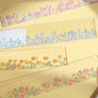 1 cái/4 cái, Thước kẻ trong suốt hình cây, Thước kẻ hình hoa, Thước kẻ acrylic 5,91 inch có vạch chia centimet dùng cho trường học và văn phòng!