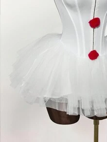 Amplova 女式夏季时尚网眼拼布交叉后背抹胸迷你连衣裙 - 白色 - 查看 6