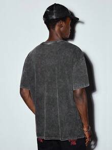 MODCRASH Men's Washed Black Short Sleeve Casual Round Neck T-Shirt, Streetwear, Goth, Graphic Tee, Halloween - Black - View 6