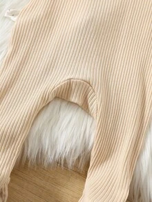 3件套新生儿男宝宝柔软舒适长袖圆领前拉链罗纹针织连体衣套装 - 藍色 - 查看 5