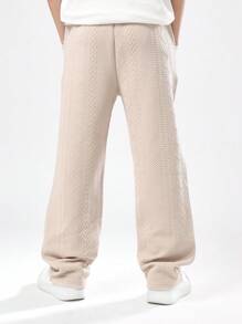 SUMWON Pantalon de jogging de luxe texturé pour garçons pré-adolescents. Motif zigzag doux pour un port confortable toute saison. Avec poches latérales, coupe classique, style de vacances pour l'automne et l'hiver