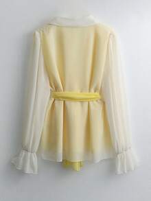 GlowEve 2pcs Dopamine Fashionable Rejuvenating Polo Collar Shirt And Pants Set Fall Cloth For Women - Multicolor - View 2