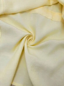 Vionelle Conjunto de camisa de cuello en V con abertura frontal y cordón en la cintura, talla grande pantalones de cintura elástica, en color amarillo mantequilla, para mujer talla grande, estilo romántico francés de Sicilia, para uso casual, de viaje o en la oficina, para primavera/otoño/invierno.