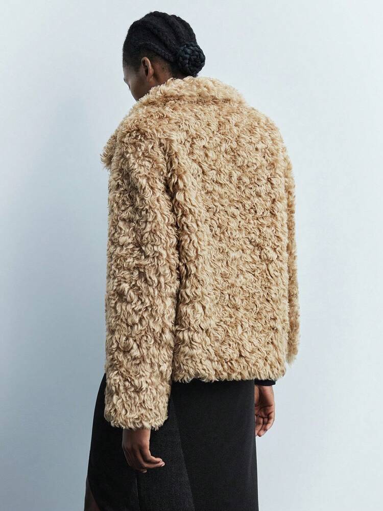 SHEIN Maija Elegant Solid Color Faux Wool Jacket, Autumn/Winter A Must-Have For Autumn And Winter: A High-End, Comfortable, Vintage-Style Jacket Cheetah Print Leopard Leopard Print Christmas Evening Clothes New Year Atmosphere Holiday Party Women's Clothing Business Casual Women's Office Wear Low-Key Old Money Style Effortless Temperament High-End Urban Commuting King Magazine Editor-In-Chief Same Style Urban Social Vacation Party Wear Charming Women's Airport Clothing Stockholm Style All-Season Christmas