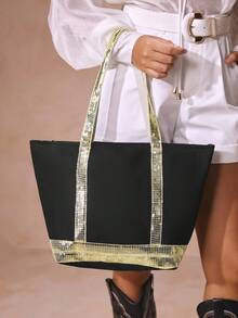 SHECARRY حقيبة كاجوال عملية أنيقة مزينة بالترتر