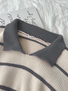 Elamini Women's Casual Everyday Colorblock Striped Textured Turtleneck Sweater, Autumn/Winter - Multicolor - View 4