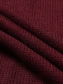 Claim Dot 秋冬款男士撞色条纹麻花针织毛衣背心 - 酒紅色 - 查看 6