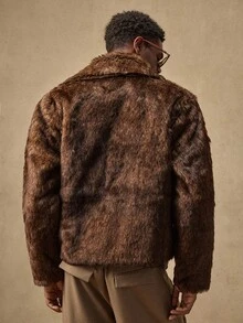 AKNOTIC Business Casual Men's Casual Faux Fur Collar Long Sleeve Jacket, Autumn, For Fall Winter