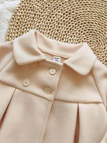 女婴大衣，单排扣大衣，婴儿冬季纯色外套，女婴休闲外套，公主风夹克